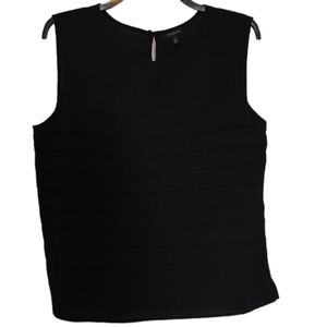 Talbots Black Layered Ruffle Front Sleeveless Blouse Size 12
